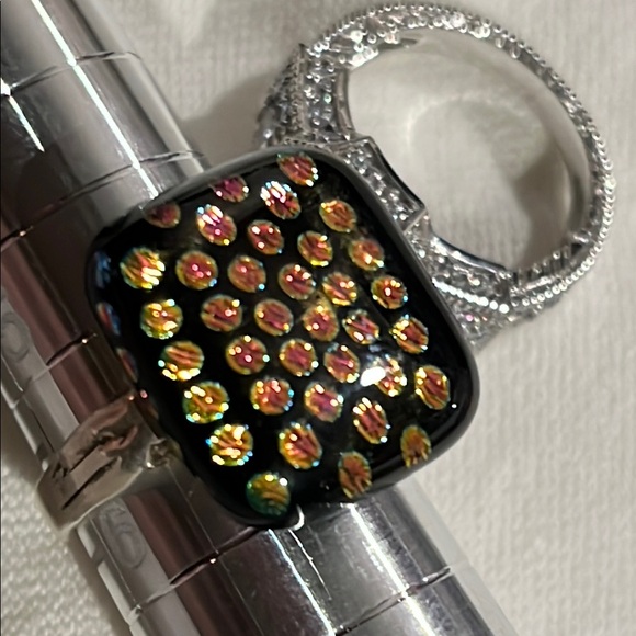 NWOT artisan dichroic glass on sterling ring 6 - Picture 3 of 4